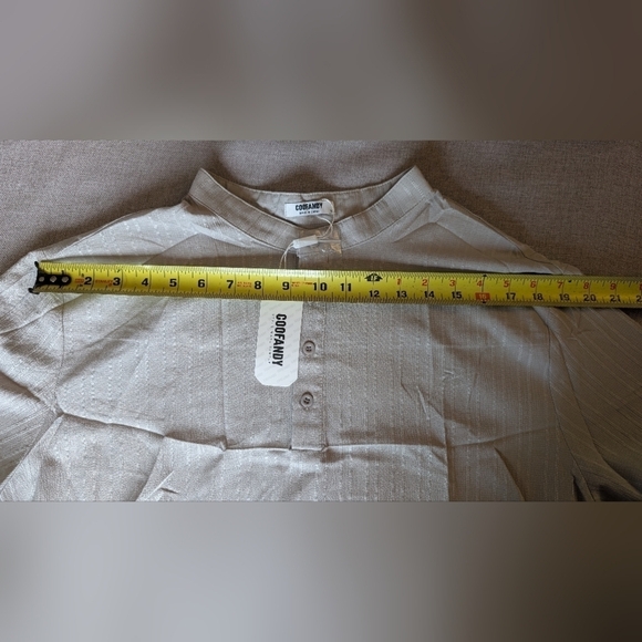 COOFANDY NWT Men's Gray Short Sleeve Striped Buttoned Casual Shirt Size Large - Picture 14 of 15